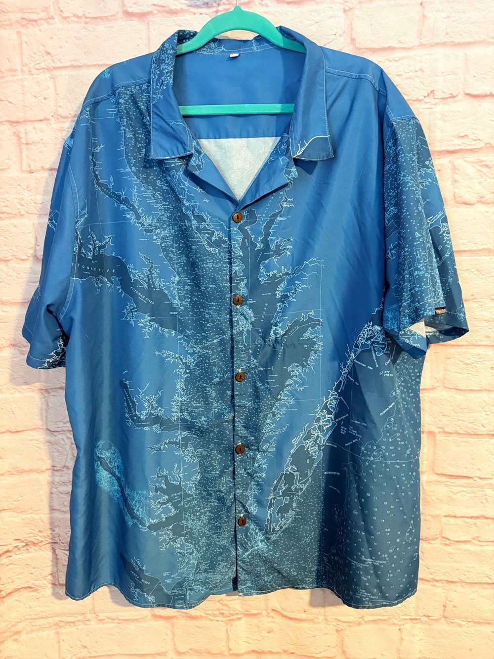 TOPDECK GEAR The Chesapeake Bay Navigator Coconut Button Camp Shirt size 3X